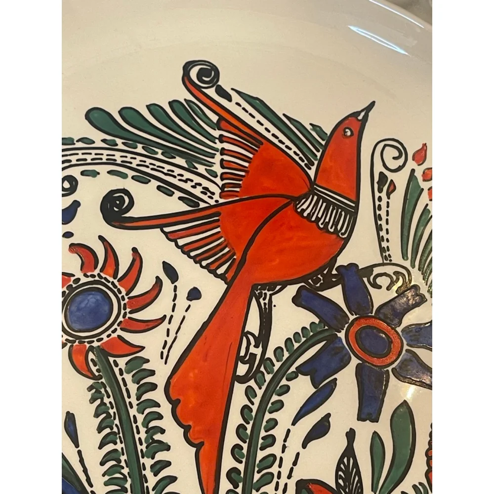 Gregorio Martinez Signed Mexican Folk Art Plate Bird Design 12” Hand Painted MCM - Picture 2 of 8